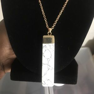 Gold and Howlite Stone Necklace